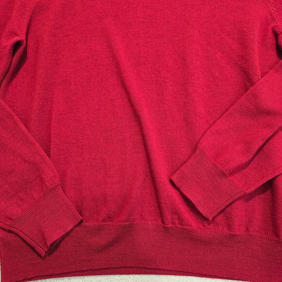 Calvin Klein 100% Extra Fine Merino Wool Red V-neck Pullover Sweater Men's XL - Picture 3 of 8